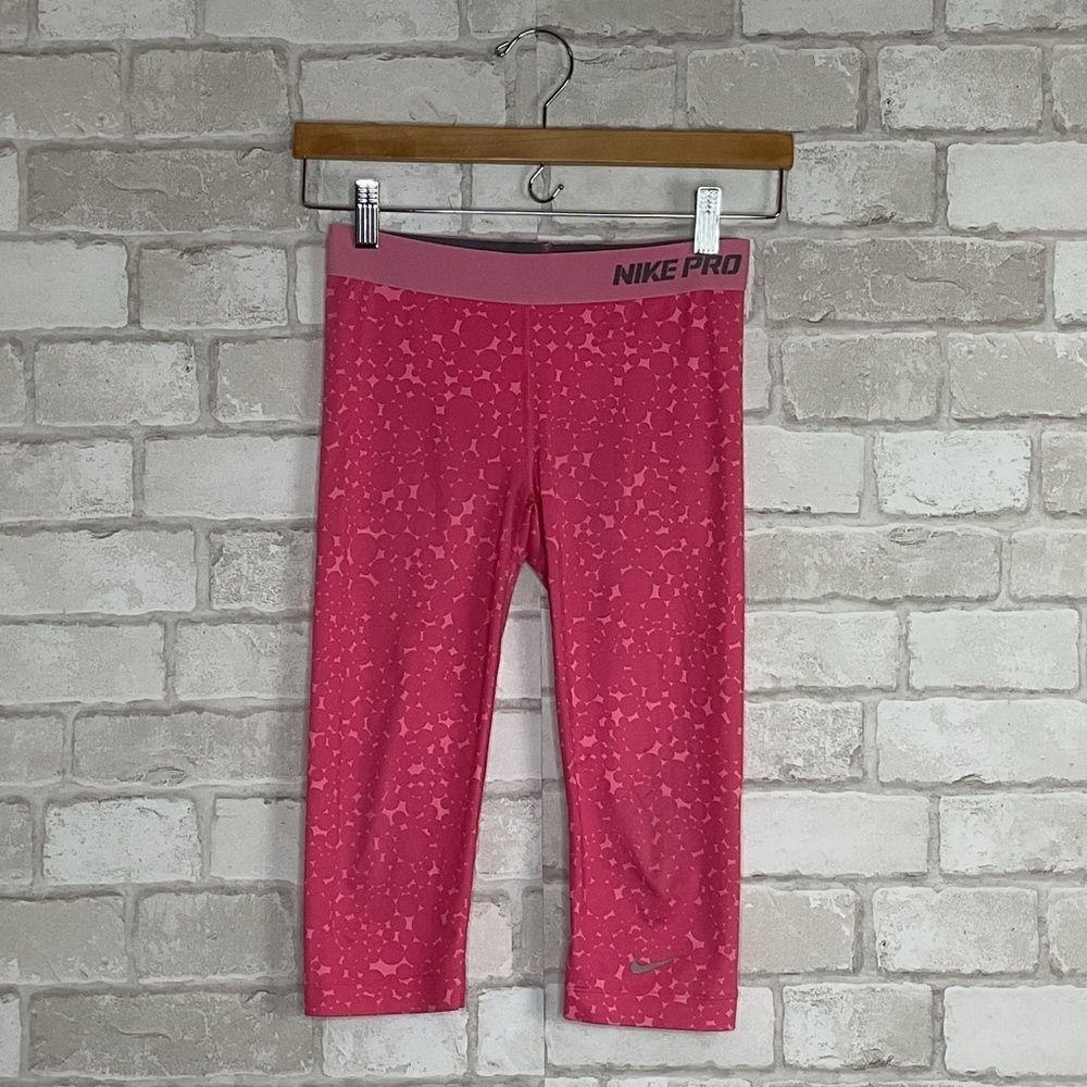 Nike Pro Pink Graphic Compression Capri Leggings Size M